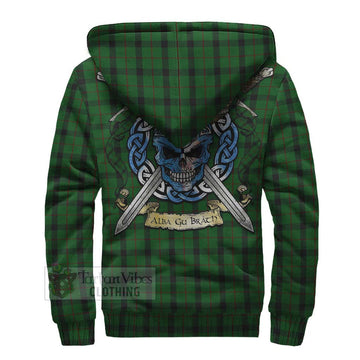 Kincaid Tartan Sherpa Hoodie with Family Crest Celtic Skull Style