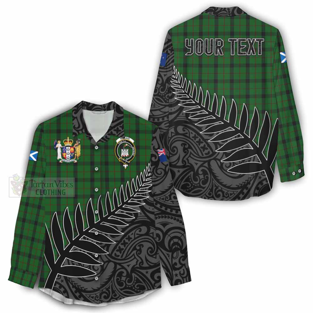 Tartan Vibes Clothing Kincaid Crest Tartan Women's Casual Shirt with New Zealand Silver Fern Half Style