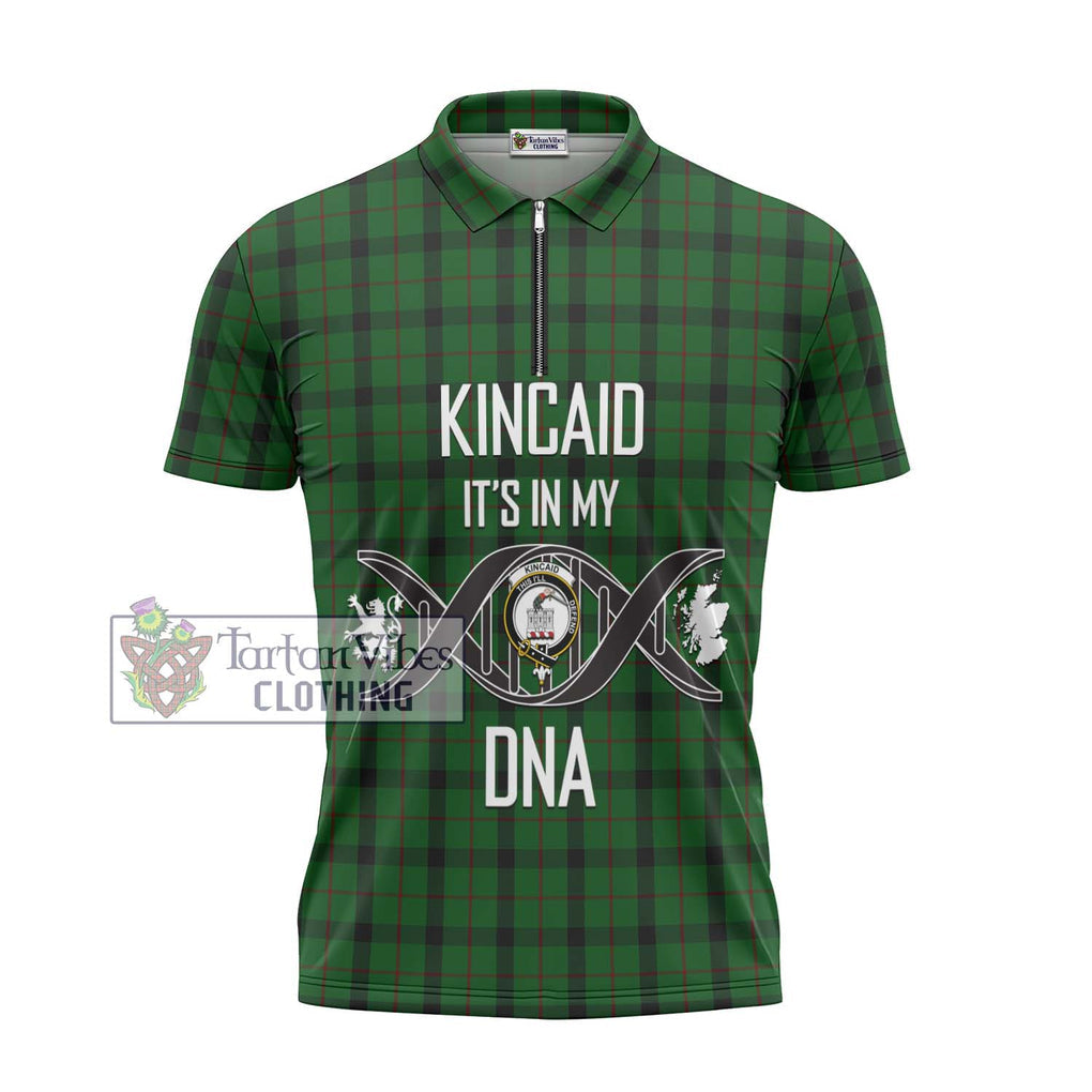 Kincaid Tartan Zipper Polo Shirt with Family Crest DNA In Me Style - Tartanvibesclothing Shop