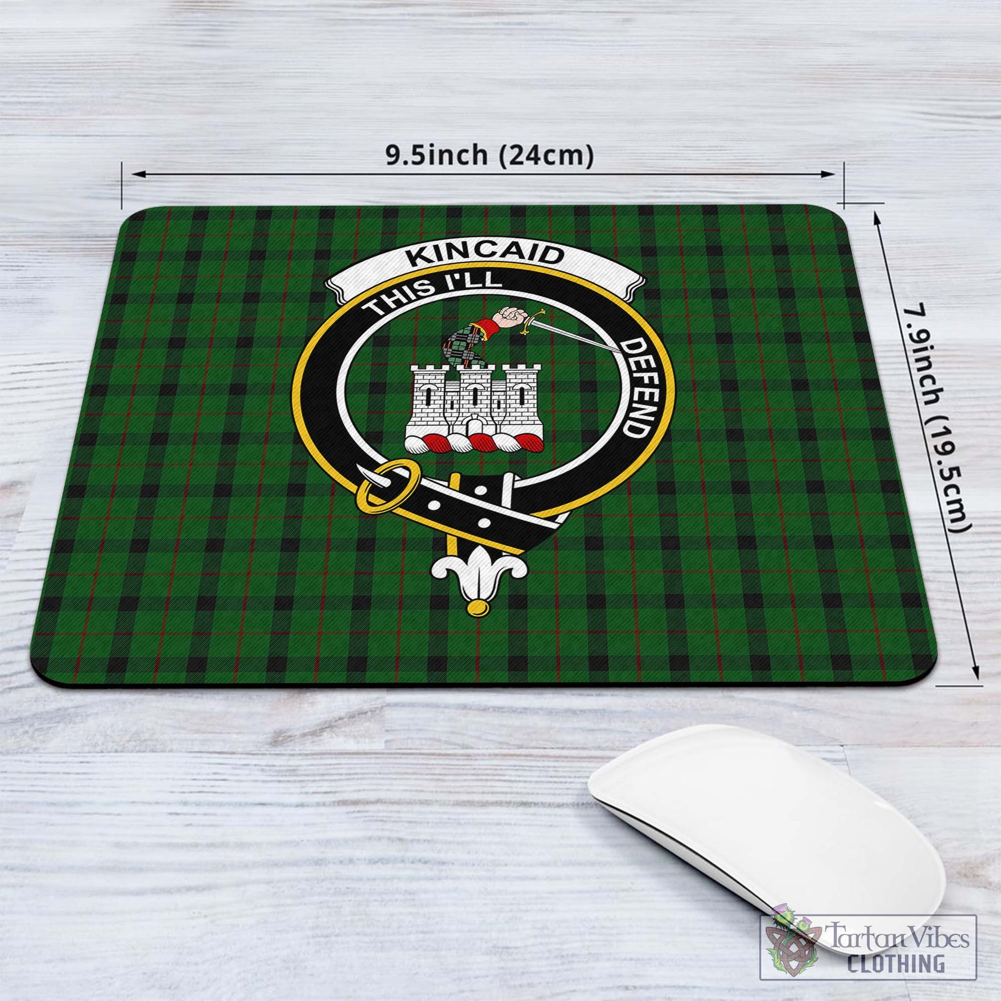 Tartan Vibes Clothing Kincaid Tartan Mouse Pad with Family Crest