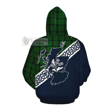 Kincaid Tartan Cotton Hoodie Featuring Thistle and Scotland Map