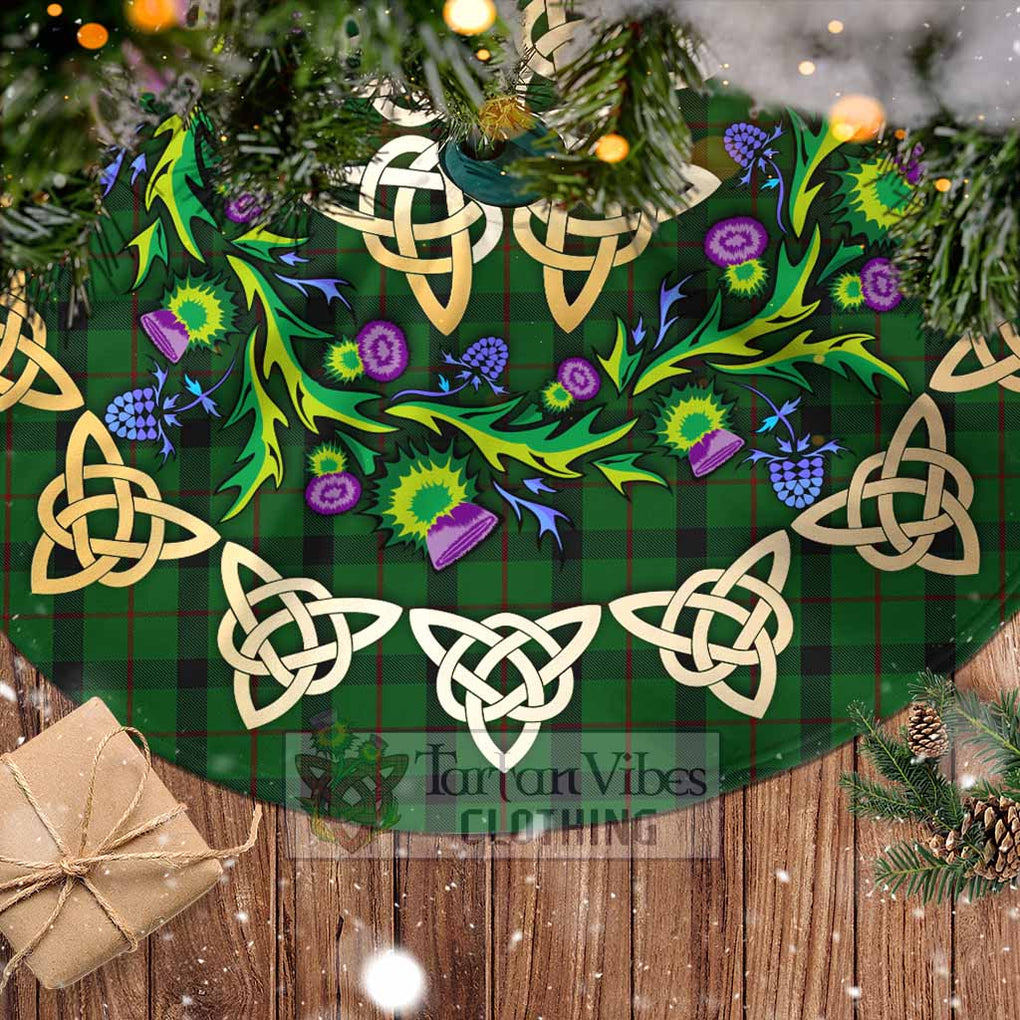 Tartan Vibes Clothing Kincaid Tartan Christmas Tree Skirt with Thistle Celtic Knot Style