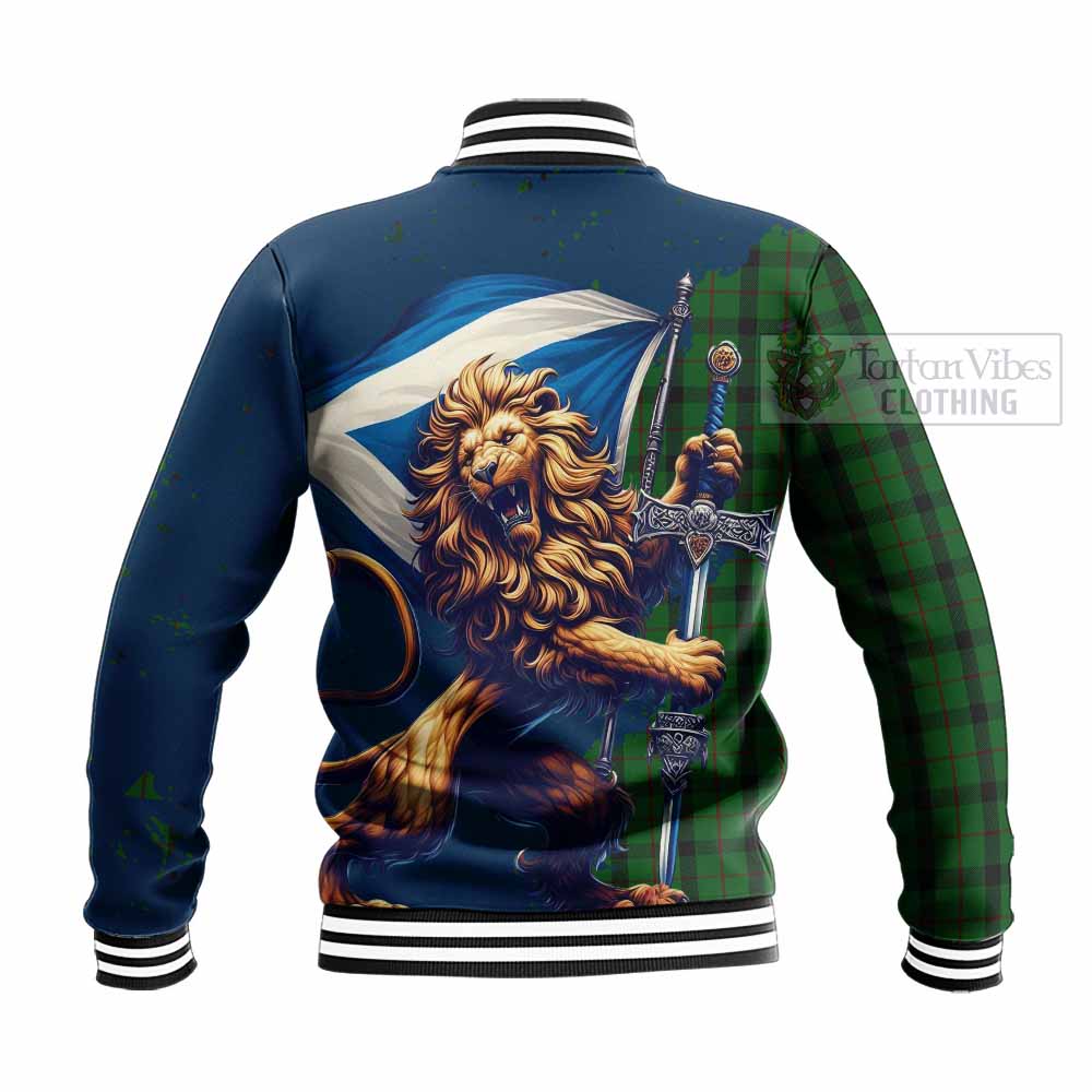 Tartan Vibes Clothing Kincaid Tartan Family Crest Baseball Jacket with Scottish Majestic Lion