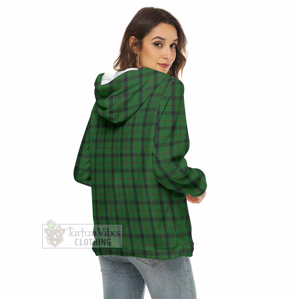 Tartan Vibes Clothing Kincaid Tartan Crest Women's Borg  Half Zip Fleece Hoodie