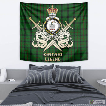 Kincaid Tartan Tapestry with Clan Crest and the Golden Sword of Courageous Legacy