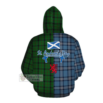 Kincaid Tartan Cotton Hoodie Happy St. Andrew's Day Half Tartan Style