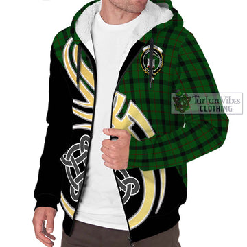 Kincaid Tartan Sherpa Hoodie with Family Crest and Celtic Symbol Style