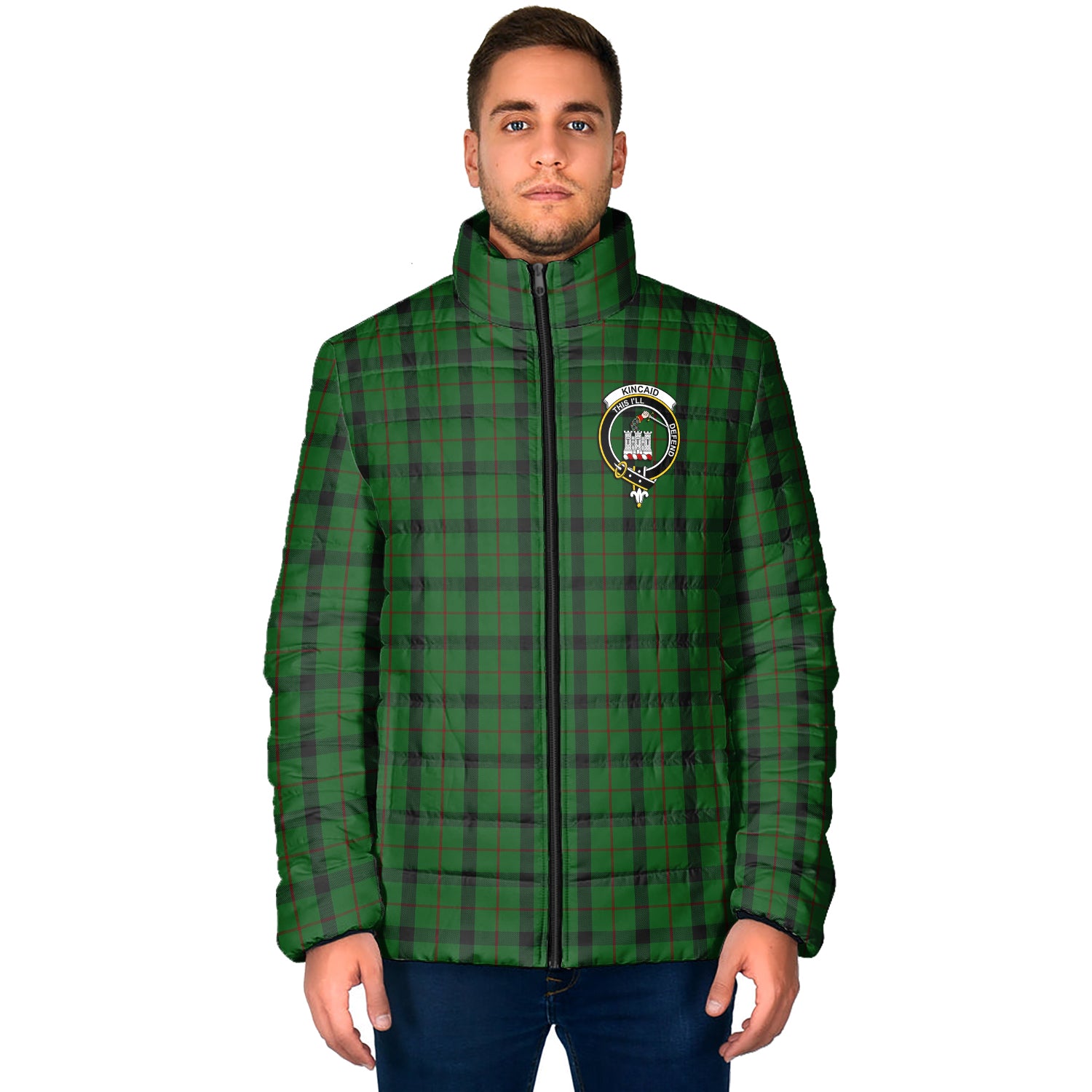 Kincaid Tartan Padded Jacket with Family Crest - Tartan Vibes Clothing