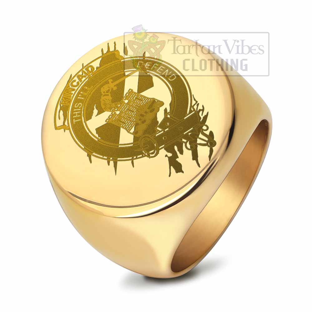 Tartan Vibes Clothing Kincaid Clan Crest Engraved Ring Scotland In Me Style