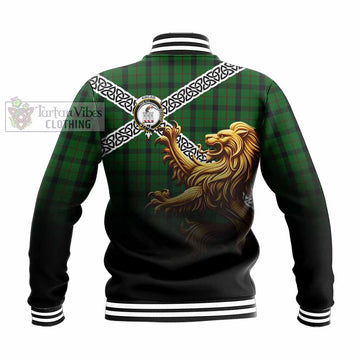 Kincaid Crest Tartan Baseball Jacket with Golden Lion Emblem Celtic Style - Tartan Vibes Clothing