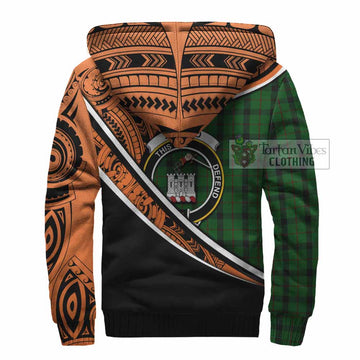 Kincaid Crest Tartan Sherpa Hoodie with Polynesian Vibes Style - Orange Version