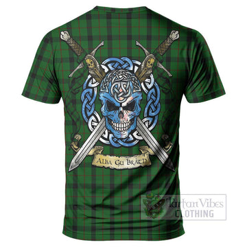 Kincaid Tartan T-Shirt with Family Crest Celtic Skull Style