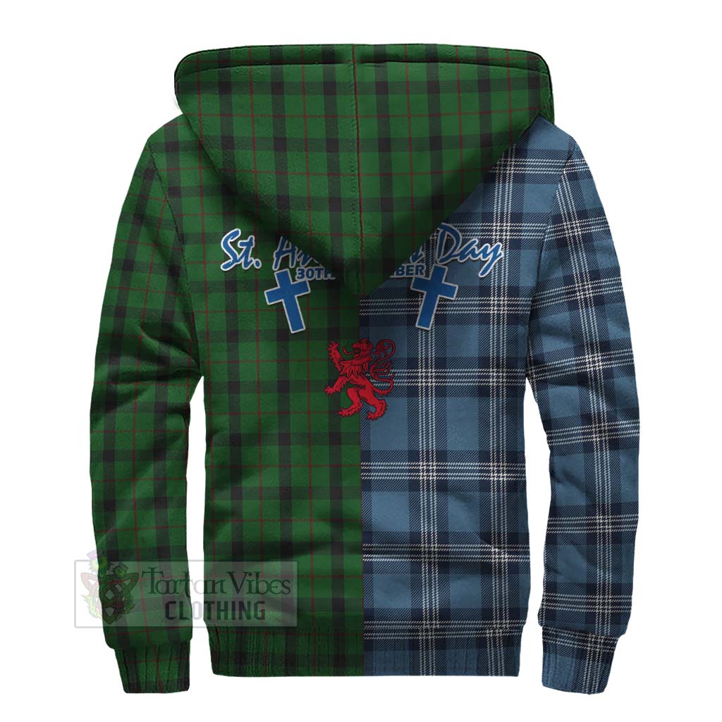 Tartan Vibes Clothing Kincaid Tartan Sherpa Hoodie Happy St. Andrew's Day Half Tartan Style