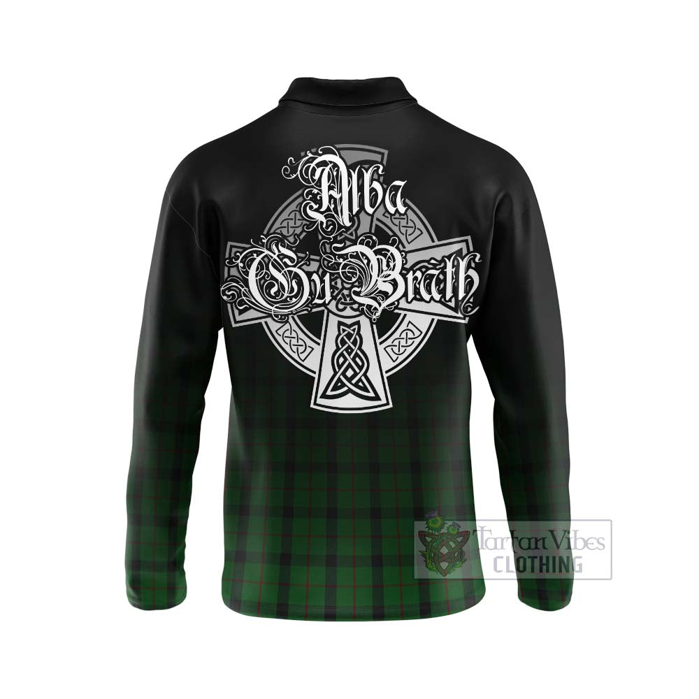 Tartan Vibes Clothing Kincaid Tartan Long Sleeve Polo Shirt Featuring Alba Gu Brath Family Crest Celtic Inspired