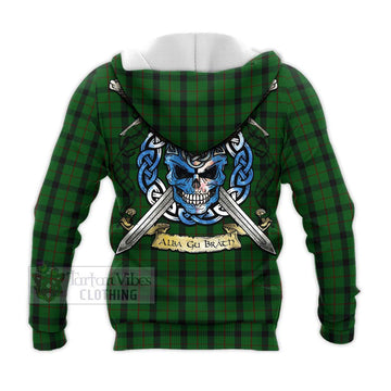 Kincaid Tartan Knitted Hoodie with Family Crest Celtic Skull Style