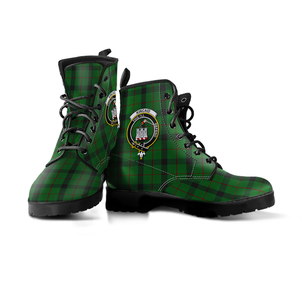 Kincaid Tartan Leather Boots with Family Crest - Tartan Vibes Clothing