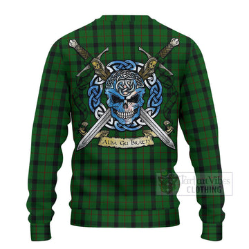 Kincaid Tartan Ugly Sweater with Family Crest Celtic Skull Style