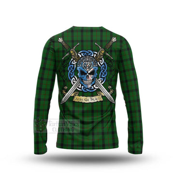 Kincaid Tartan Long Sleeve T-Shirt with Family Crest Celtic Skull Style