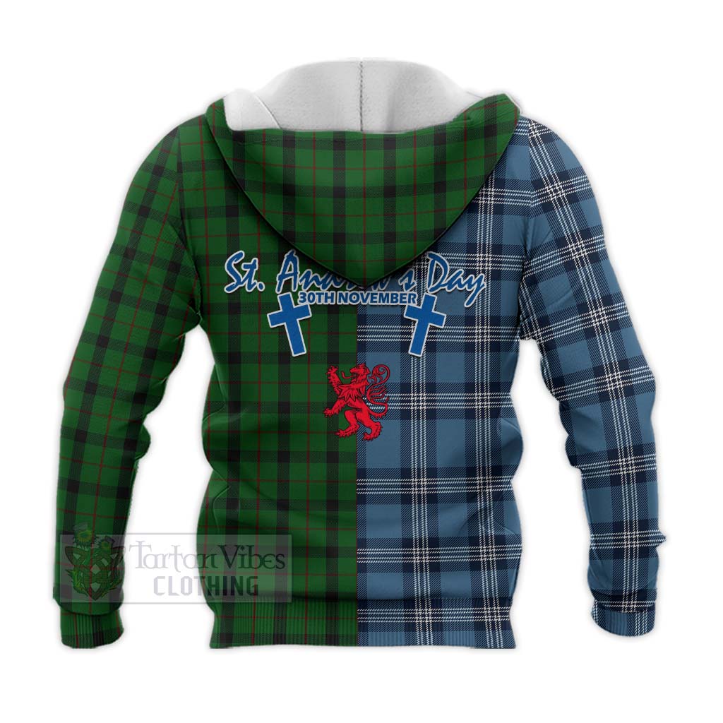 Tartan Vibes Clothing Kincaid Tartan Knitted Hoodie Happy St. Andrew's Day Half Tartan Style