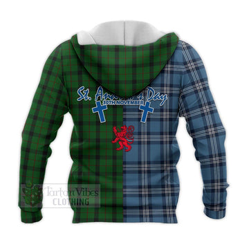 Kincaid Tartan Knitted Hoodie Happy St. Andrew's Day Half Tartan Style