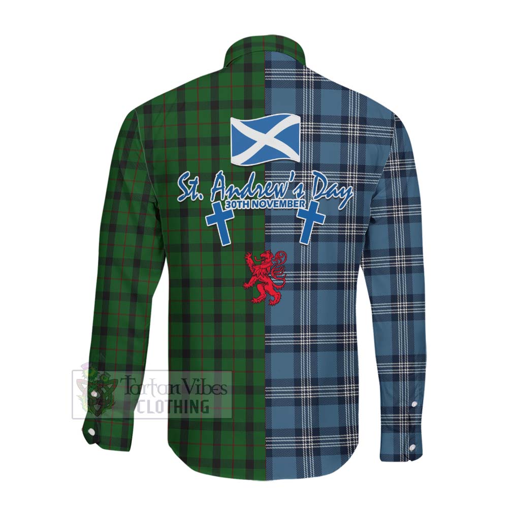 Tartan Vibes Clothing Kincaid Tartan Long Sleeve Button Shirt Happy St. Andrew's Day Half Tartan Style