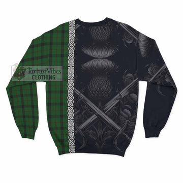 Kincaid Tartan Sweatshirt with Family Crest Cross Sword Thistle Celtic Vibes