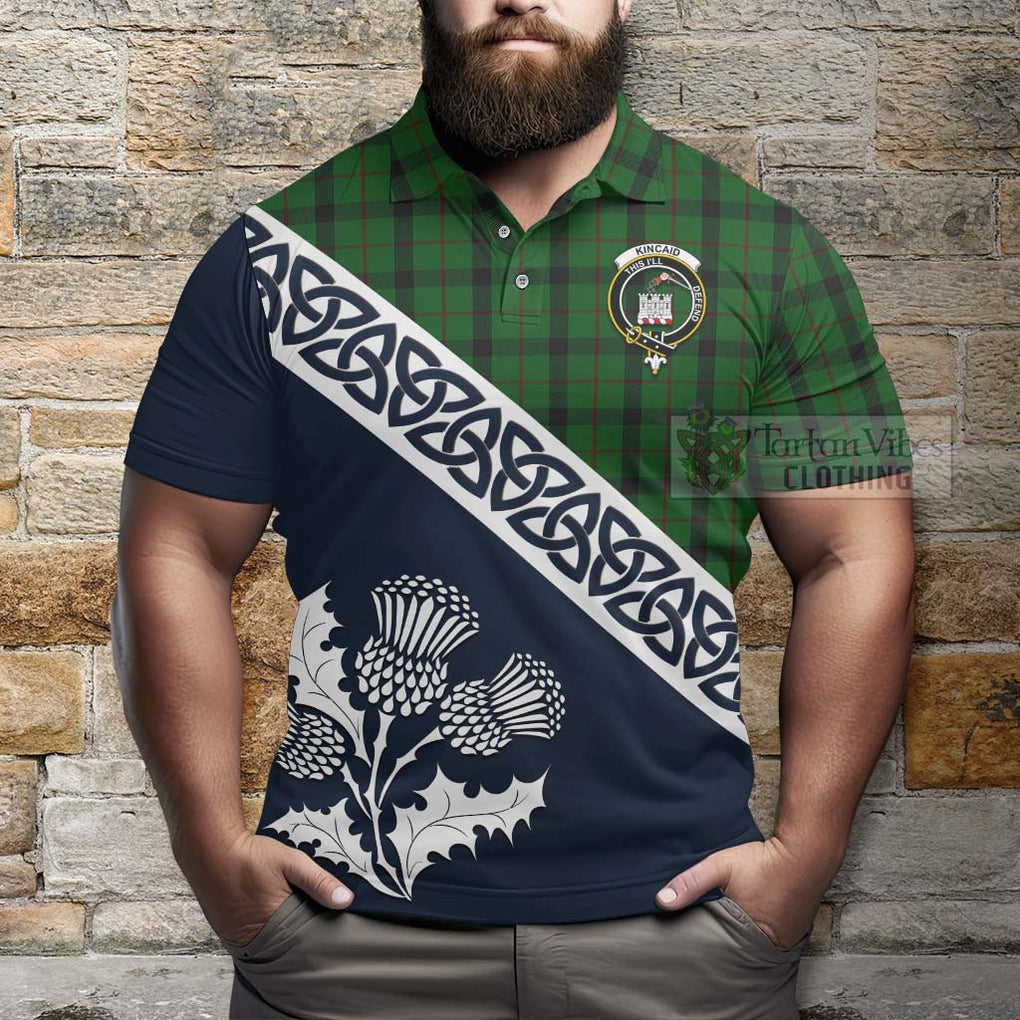 Kincaid Tartan Polo Shirt Featuring Thistle and Scotland Map