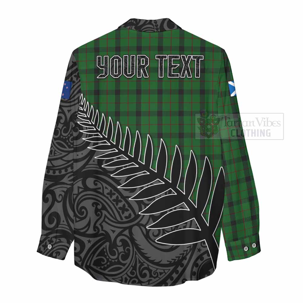 Tartan Vibes Clothing Kincaid Crest Tartan Women's Casual Shirt with New Zealand Silver Fern Half Style