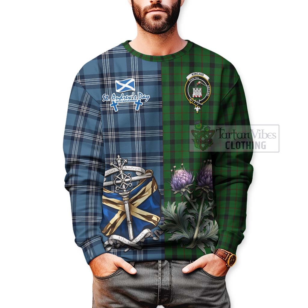 Tartan Vibes Clothing Kincaid Tartan Sweatshirt Happy St. Andrew's Day Half Tartan Style