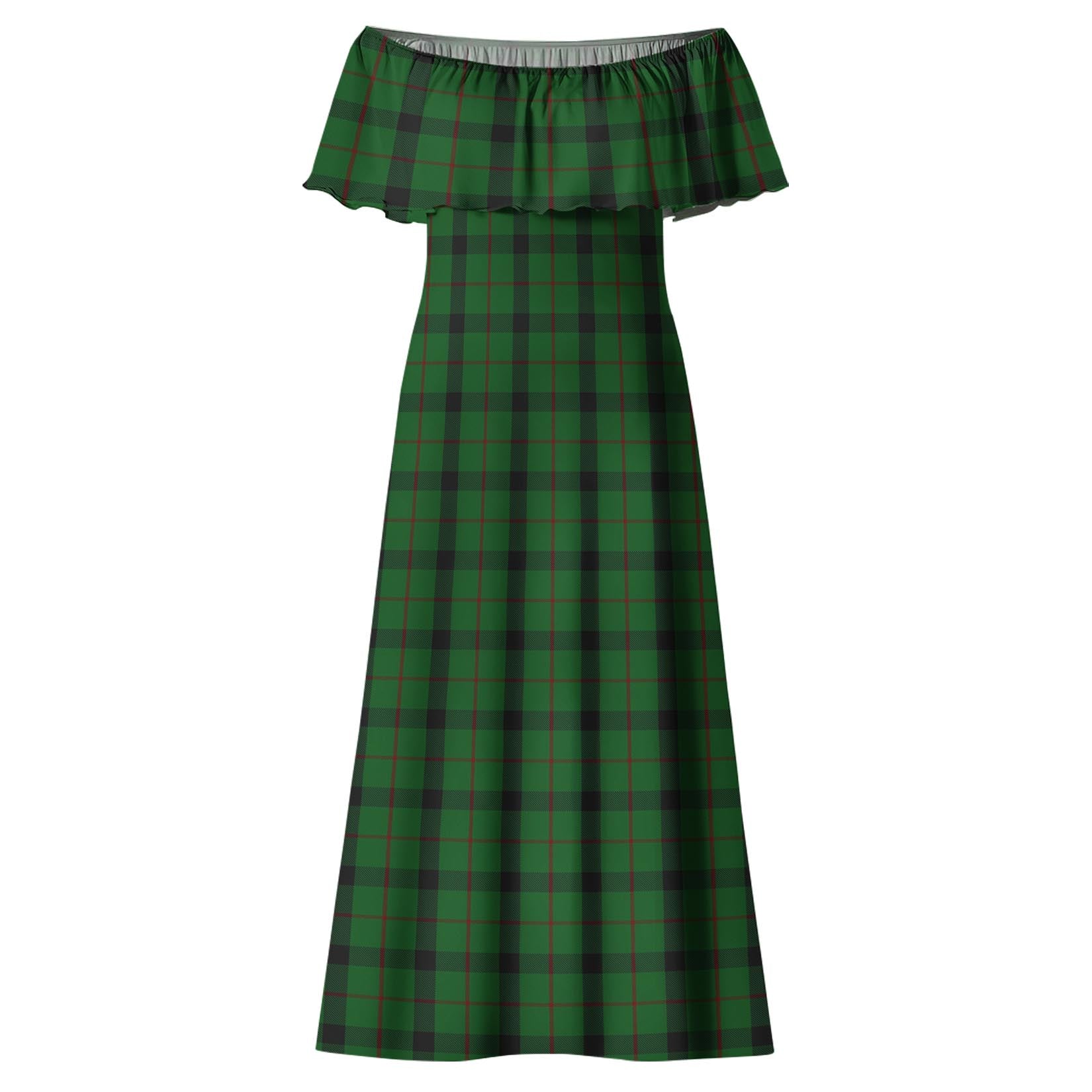 Kincaid Tartan Off Shoulder Long Dress - Tartanvibesclothing