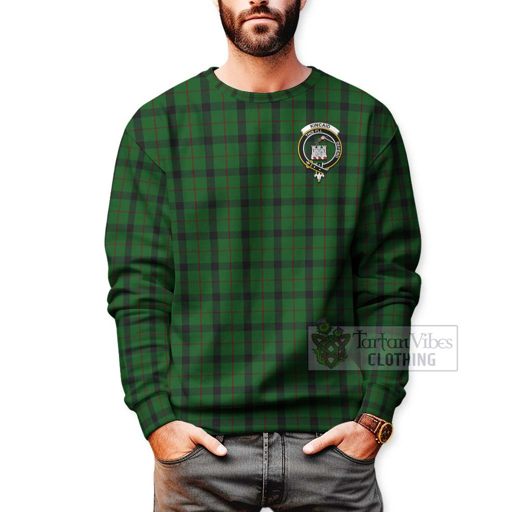 Tartan Vibes Clothing Kincaid Tartan Sweatshirt with Family Crest Celtic Skull Style