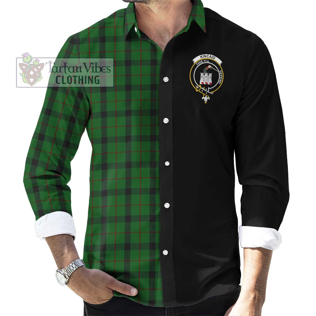 Kincaid Tartan Long Sleeve Button Shirt with Family Crest and Half Of Me Style - Tartanvibesclothing Shop