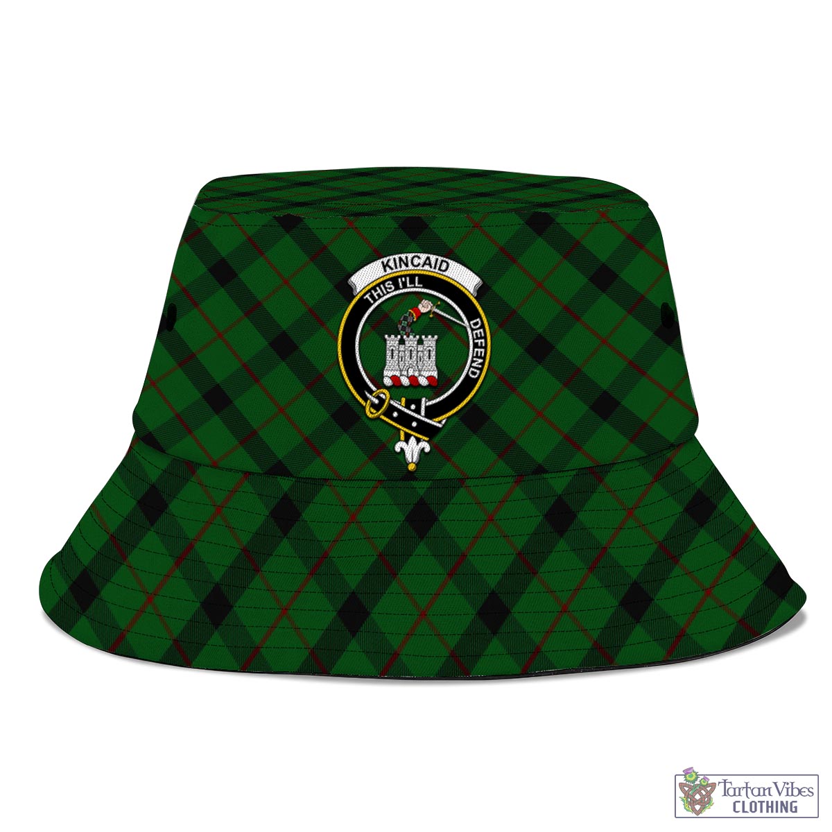 Tartan Vibes Clothing Kincaid Tartan Bucket Hat with Family Crest