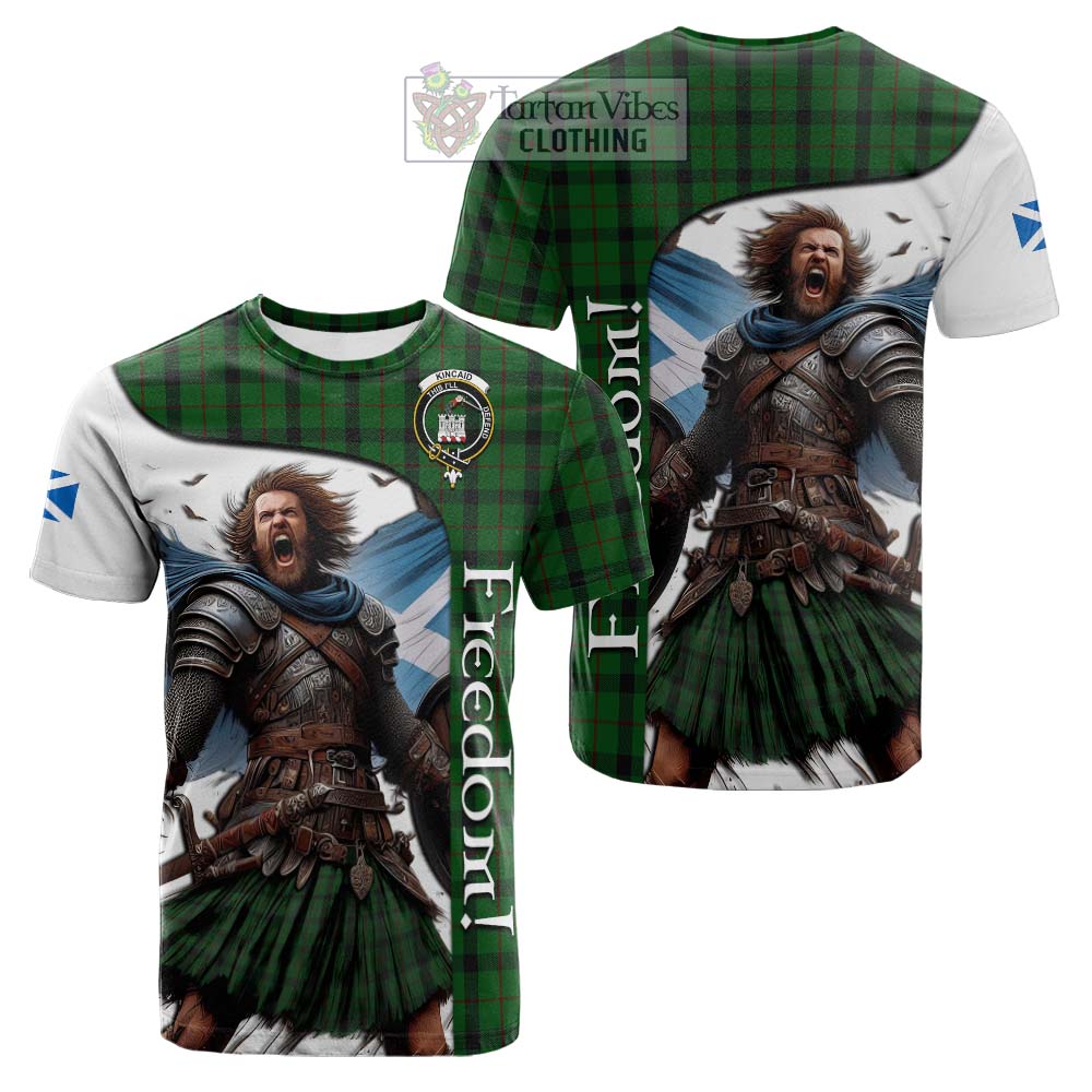 Tartan Vibes Clothing Kincaid Crest Tartan Cotton T-shirt Inspired by the Freedom of Scottish Warrior