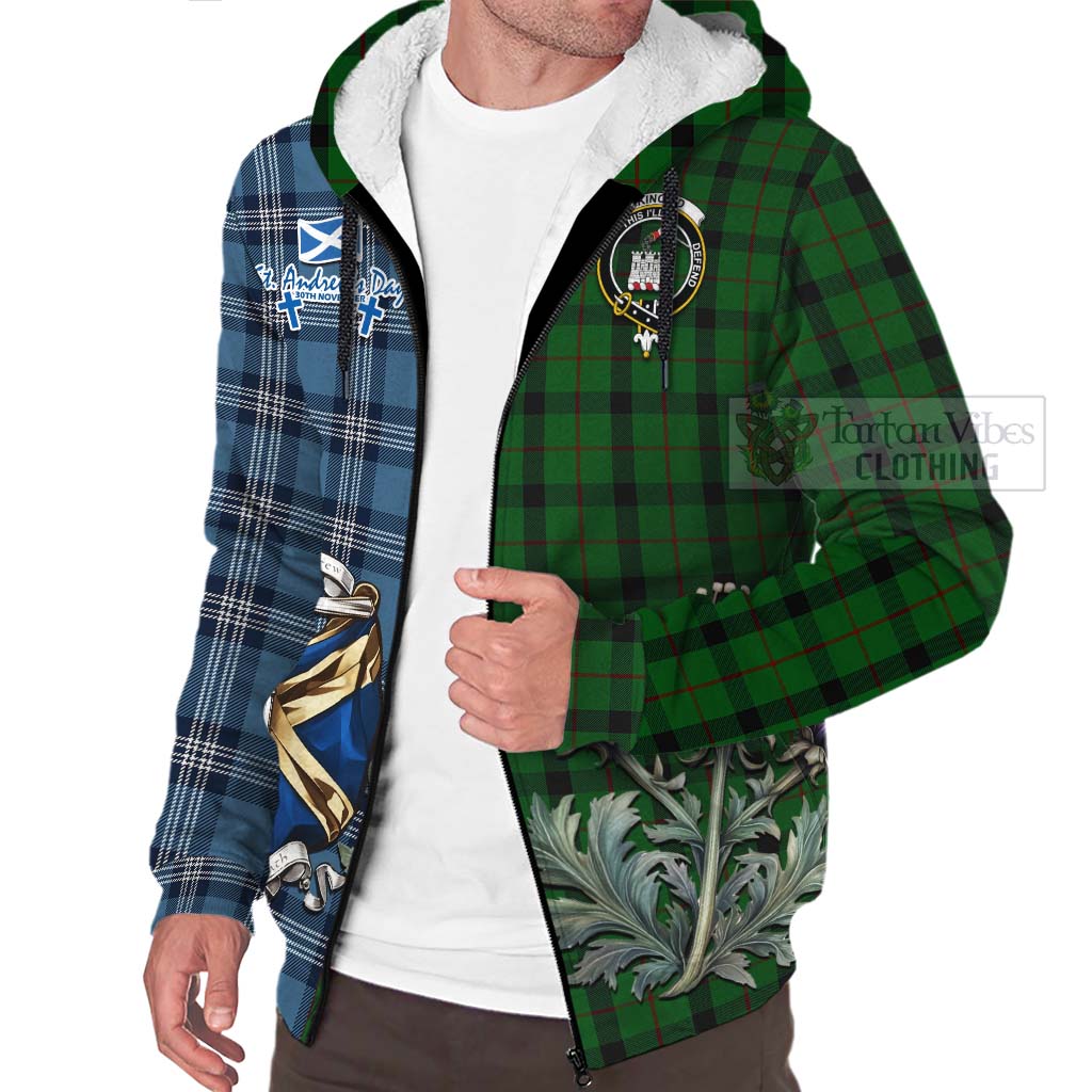 Tartan Vibes Clothing Kincaid Tartan Sherpa Hoodie Happy St. Andrew's Day Half Tartan Style