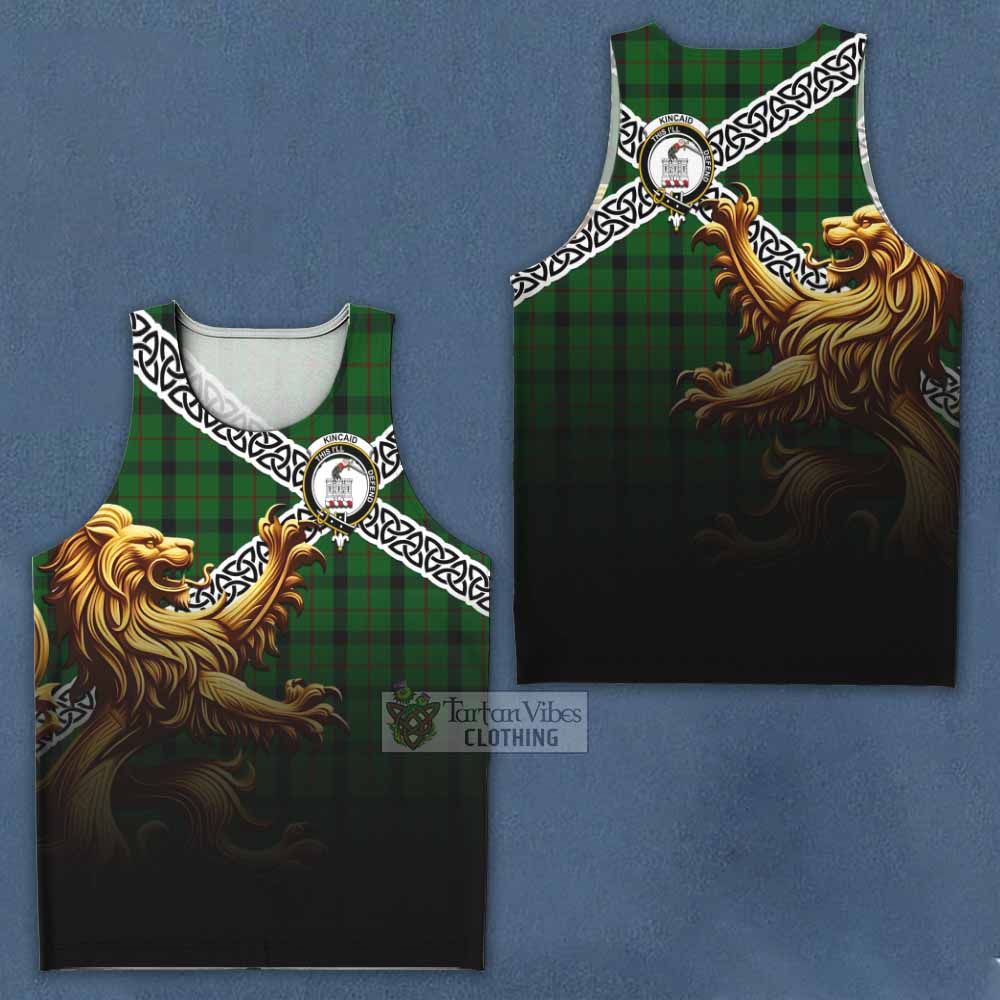 Kincaid Crest Tartan Men's Tank Top with Golden Lion Emblem Celtic Style - Tartan Vibes Clothing