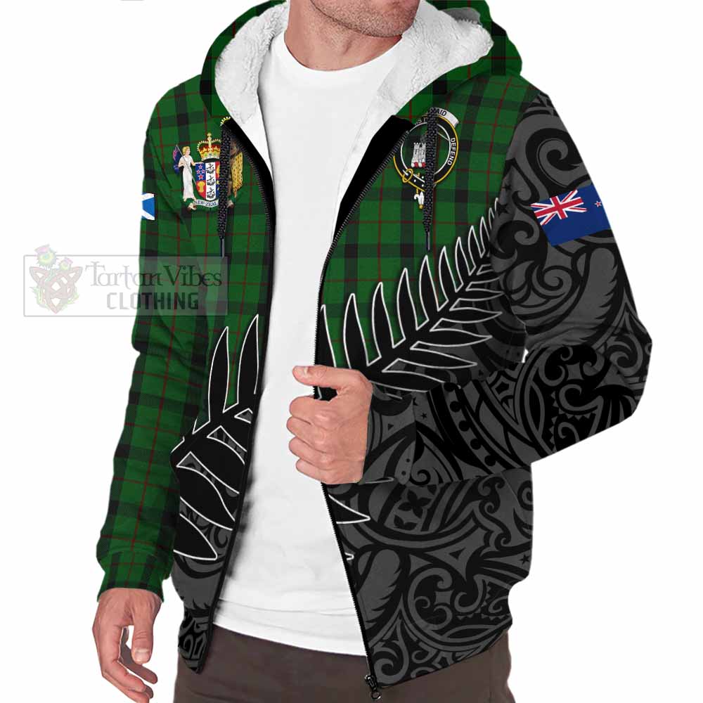 Tartan Vibes Clothing Kincaid Crest Tartan Sherpa Hoodie with New Zealand Silver Fern Half Style