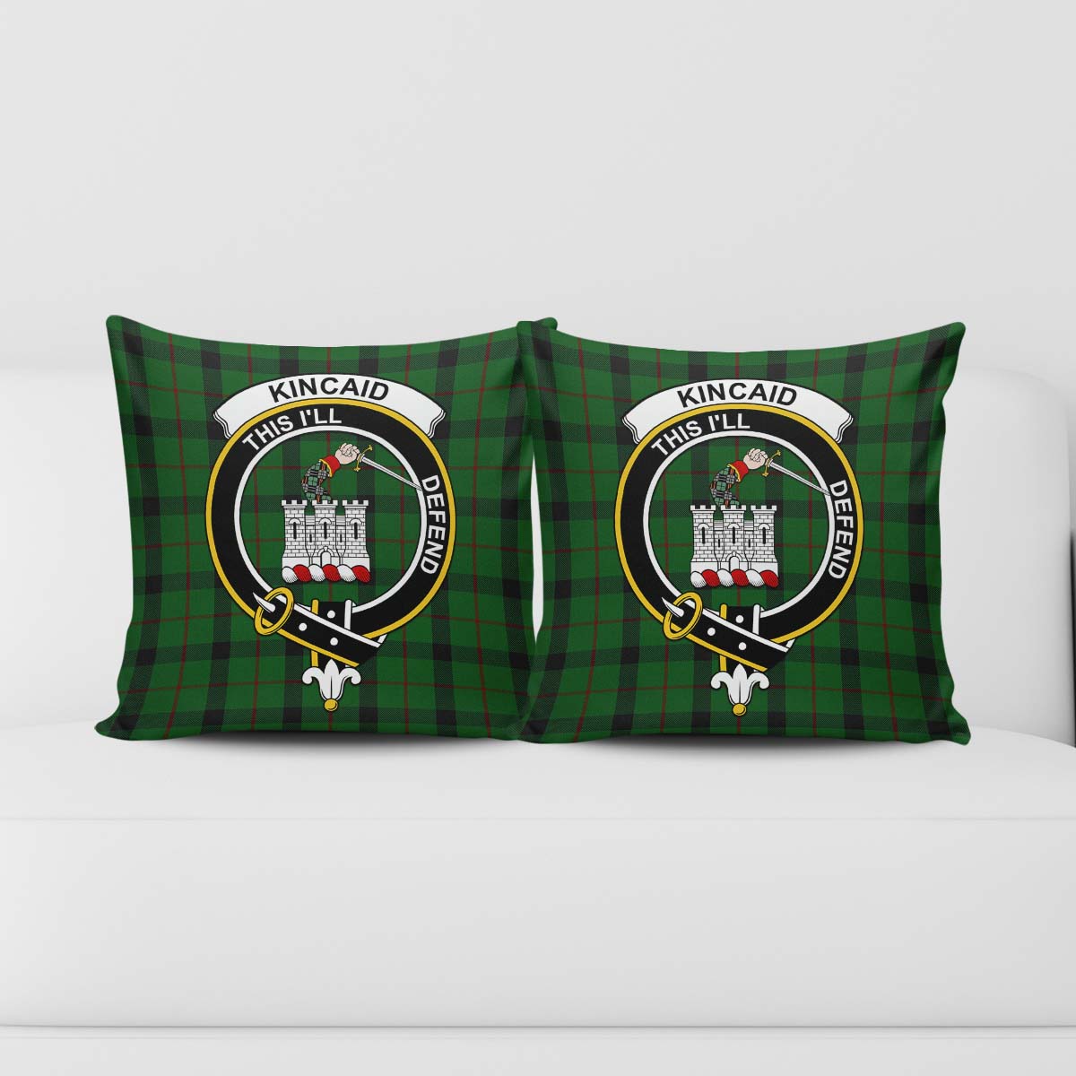 Kincaid Tartan Pillow Cover with Family Crest - Tartanvibesclothing