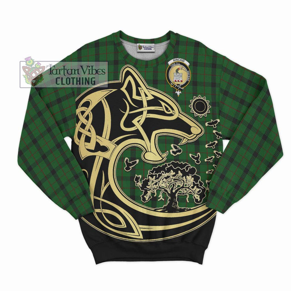 Kincaid Tartan Sweatshirt with Family Crest Celtic Wolf Style - Tartan Vibes Clothing