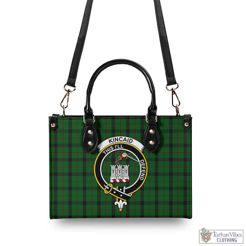 Tartan Vibes Clothing Kincaid Tartan Luxury Leather Handbags with Family Crest