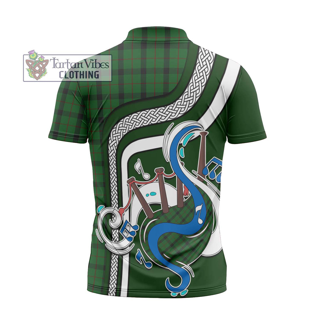 Kincaid Tartan Zipper Polo Shirt with Epic Bagpipe Style - Tartanvibesclothing Shop