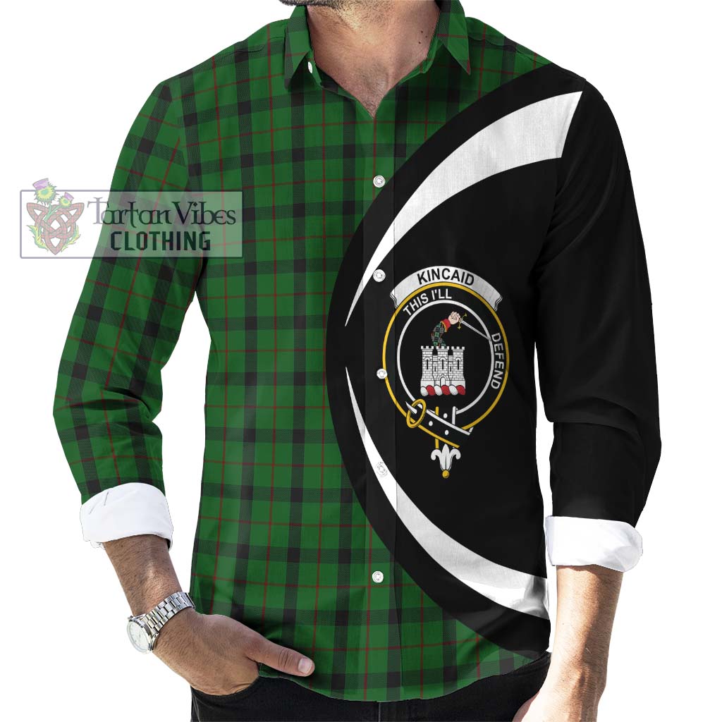 Kincaid Tartan Long Sleeve Button Up with Family Crest Circle Style - Tartan Vibes Clothing