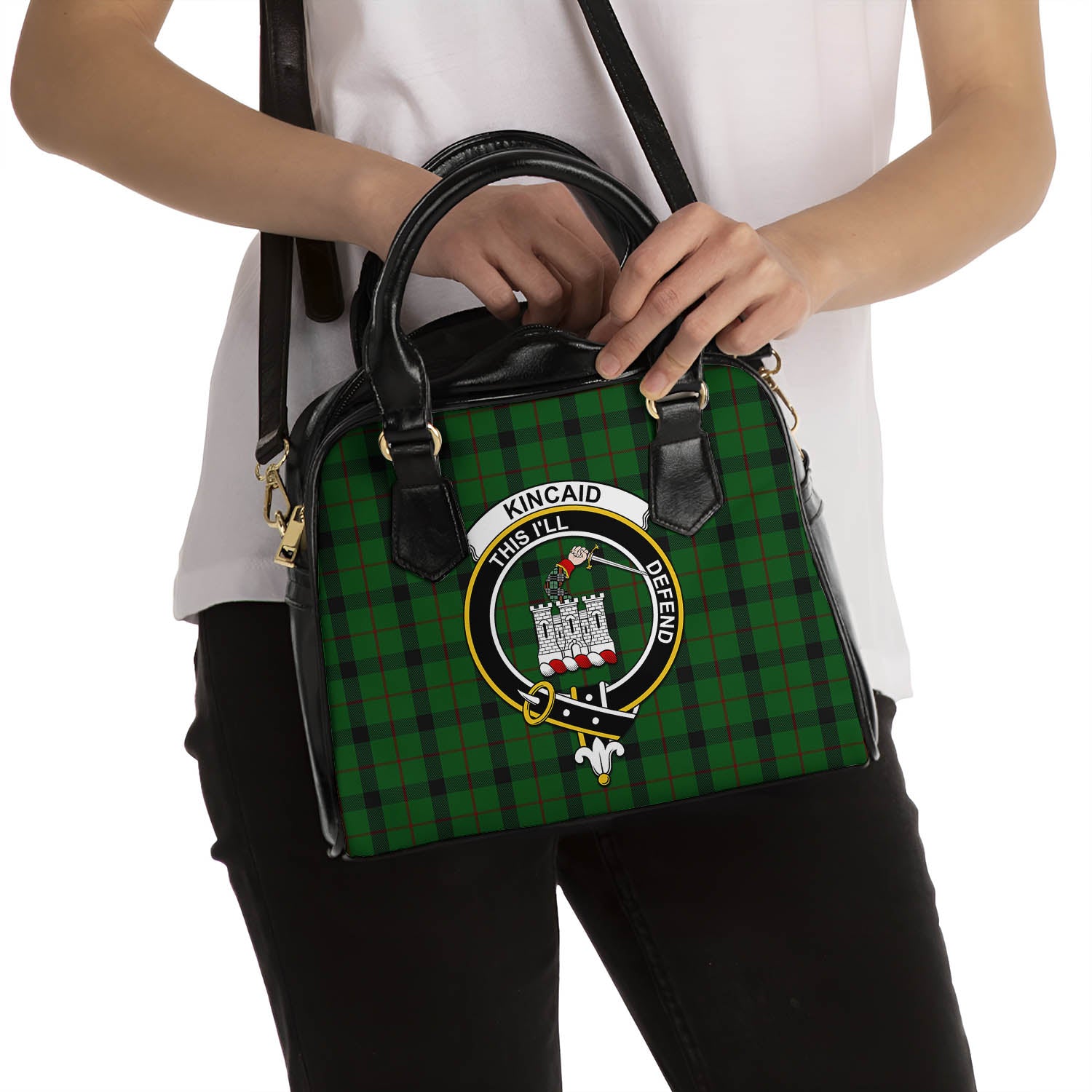 Kincaid Tartan Shoulder Handbags with Family Crest - Tartanvibesclothing