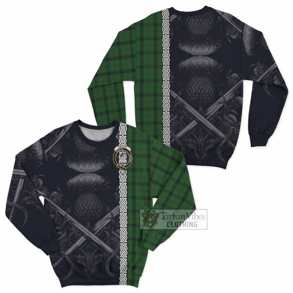 Tartan Vibes Clothing Kincaid Tartan Sweatshirt with Family Crest Cross Sword Thistle Celtic Vibes