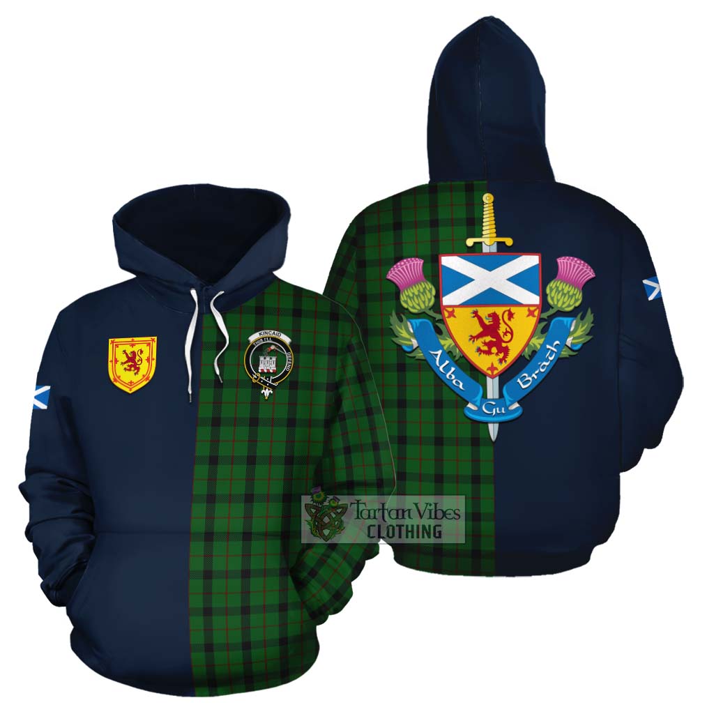 Tartan Vibes Clothing Kincaid Tartan Cotton Hoodie Alba with Scottish Lion Royal Arm Half Style