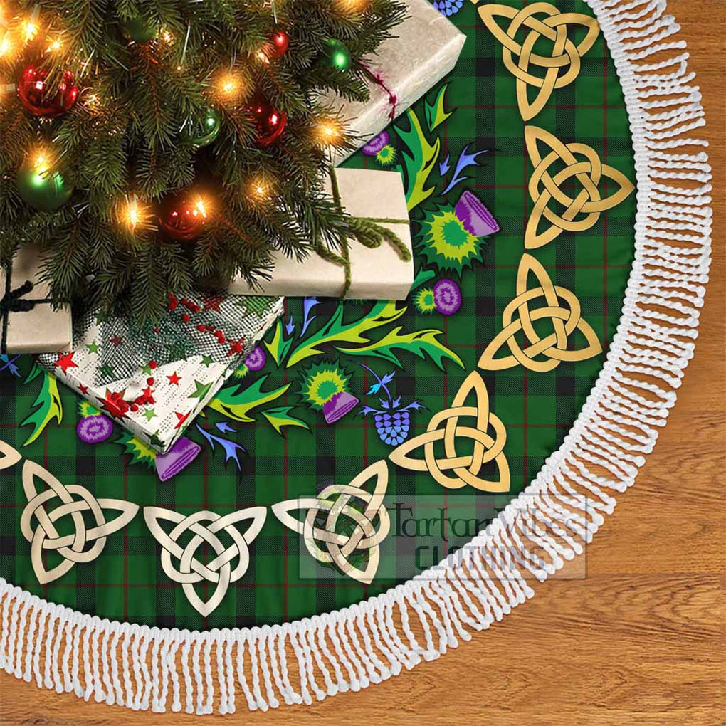 Tartan Vibes Clothing Kincaid Tartan Christmas Tree Skirt with Thistle Celtic Knot Style