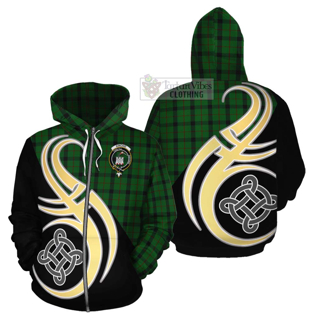 Tartan Vibes Clothing Kincaid Tartan Cotton Hoodie with Family Crest and Celtic Symbol Style