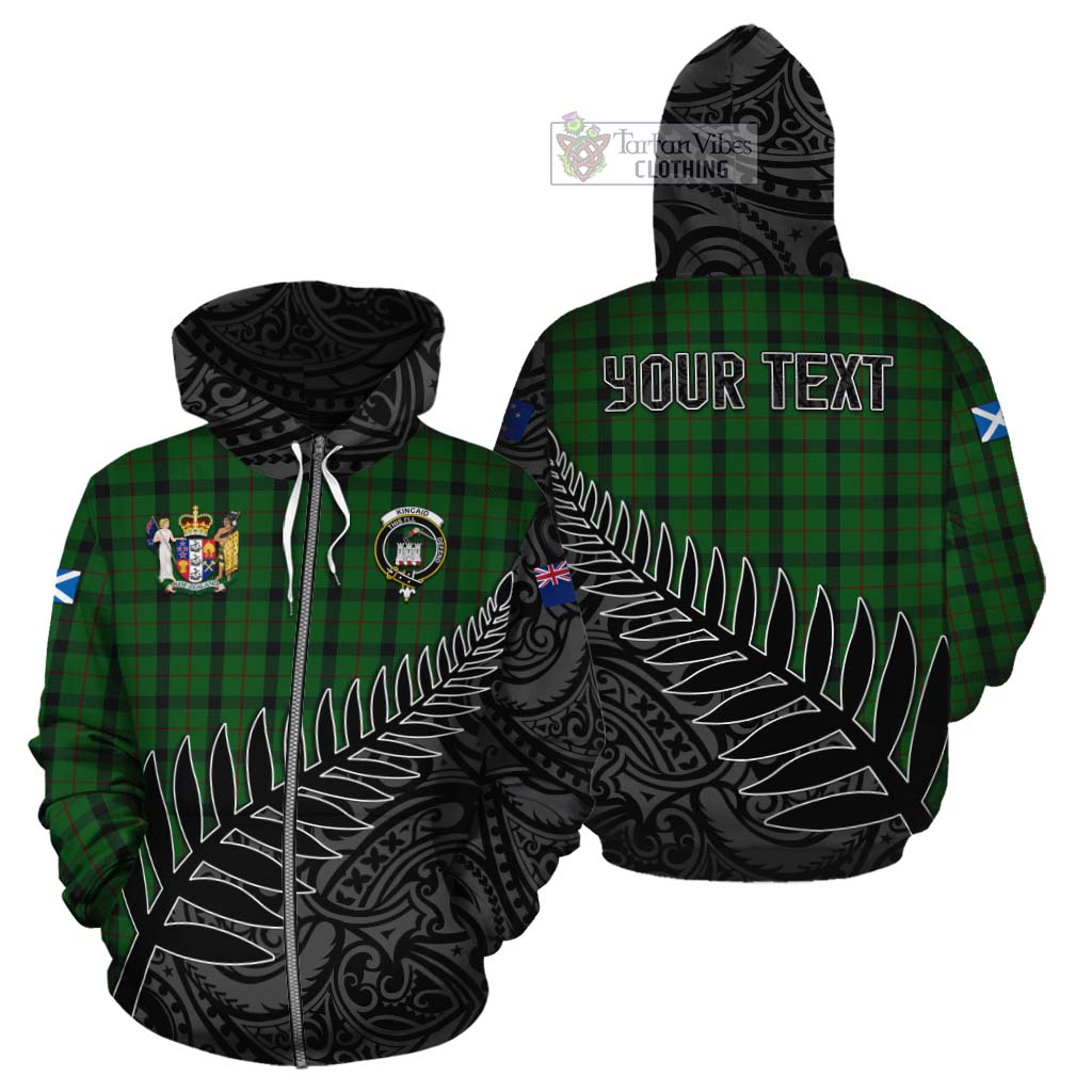 Tartan Vibes Clothing Kincaid Crest Tartan Cotton Hoodie with New Zealand Silver Fern Half Style