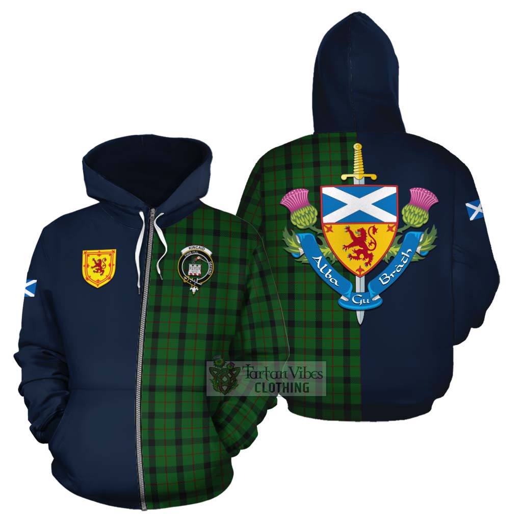 Tartan Vibes Clothing Kincaid Tartan Cotton Hoodie Alba with Scottish Lion Royal Arm Half Style