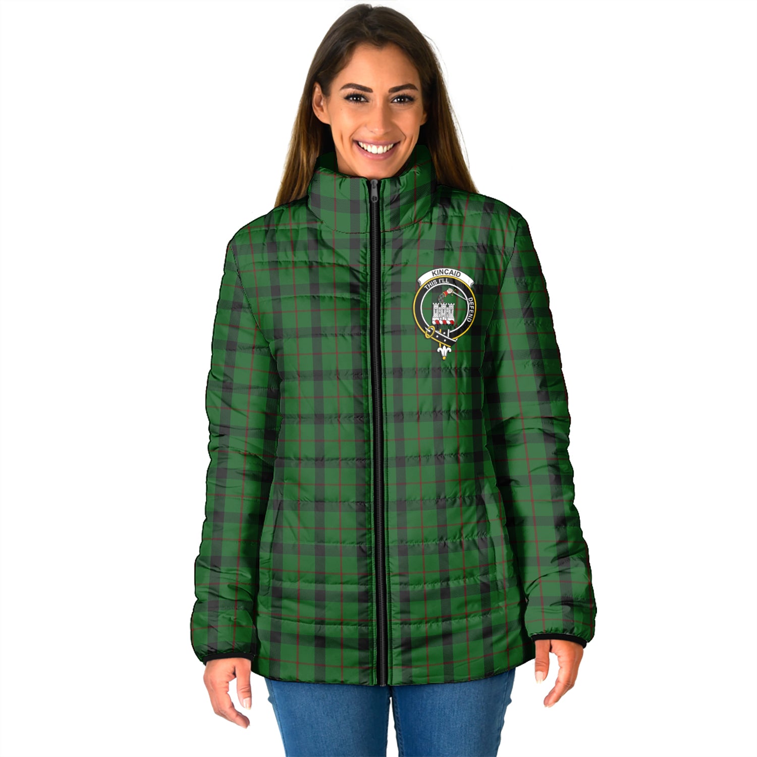 Kincaid Tartan Padded Jacket with Family Crest - Tartan Vibes Clothing